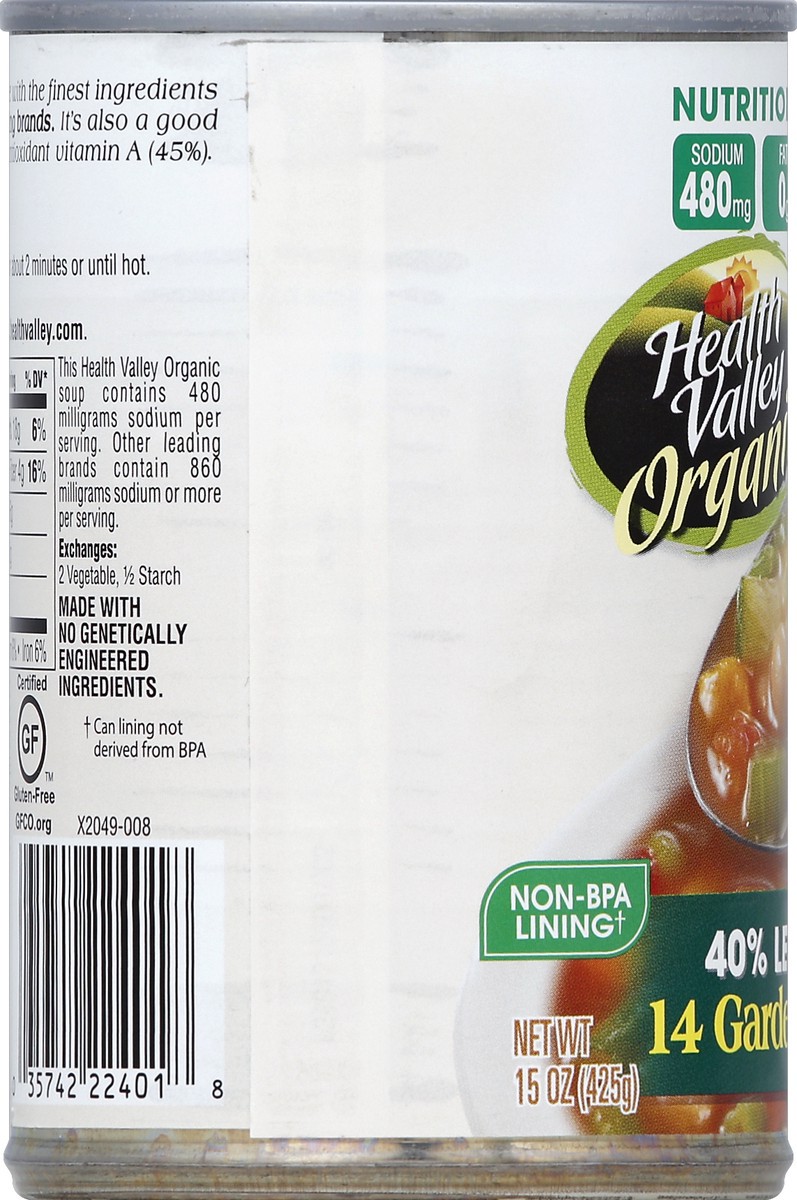 slide 3 of 6, Health Valley Soup, 40% Less Sodium, 14 Garden Vegetable, 15 oz