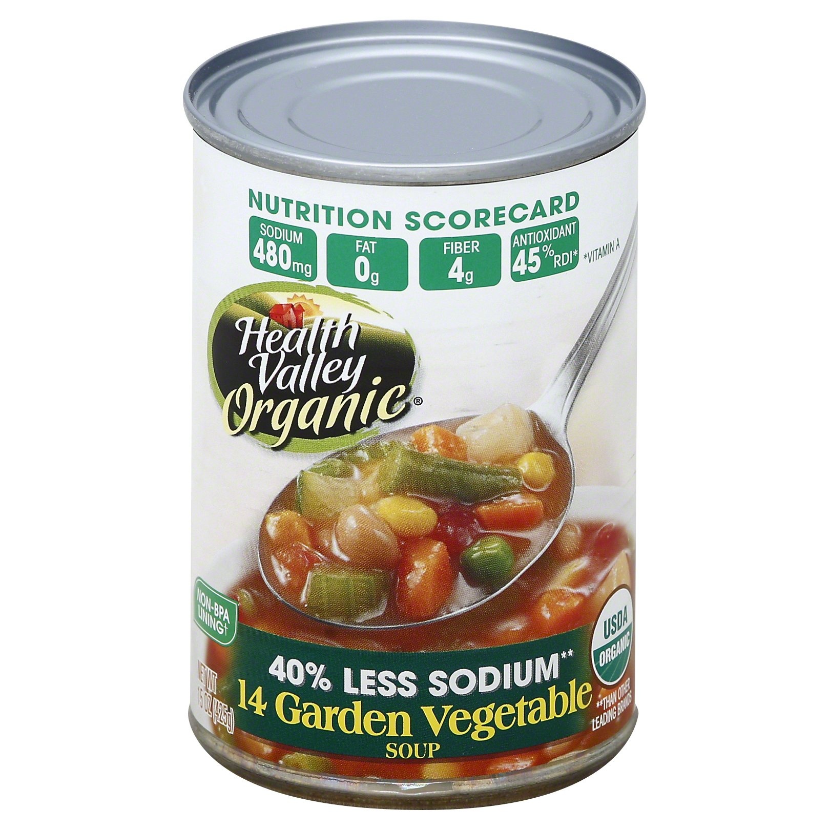 slide 1 of 6, Health Valley Soup, 40% Less Sodium, 14 Garden Vegetable, 15 oz