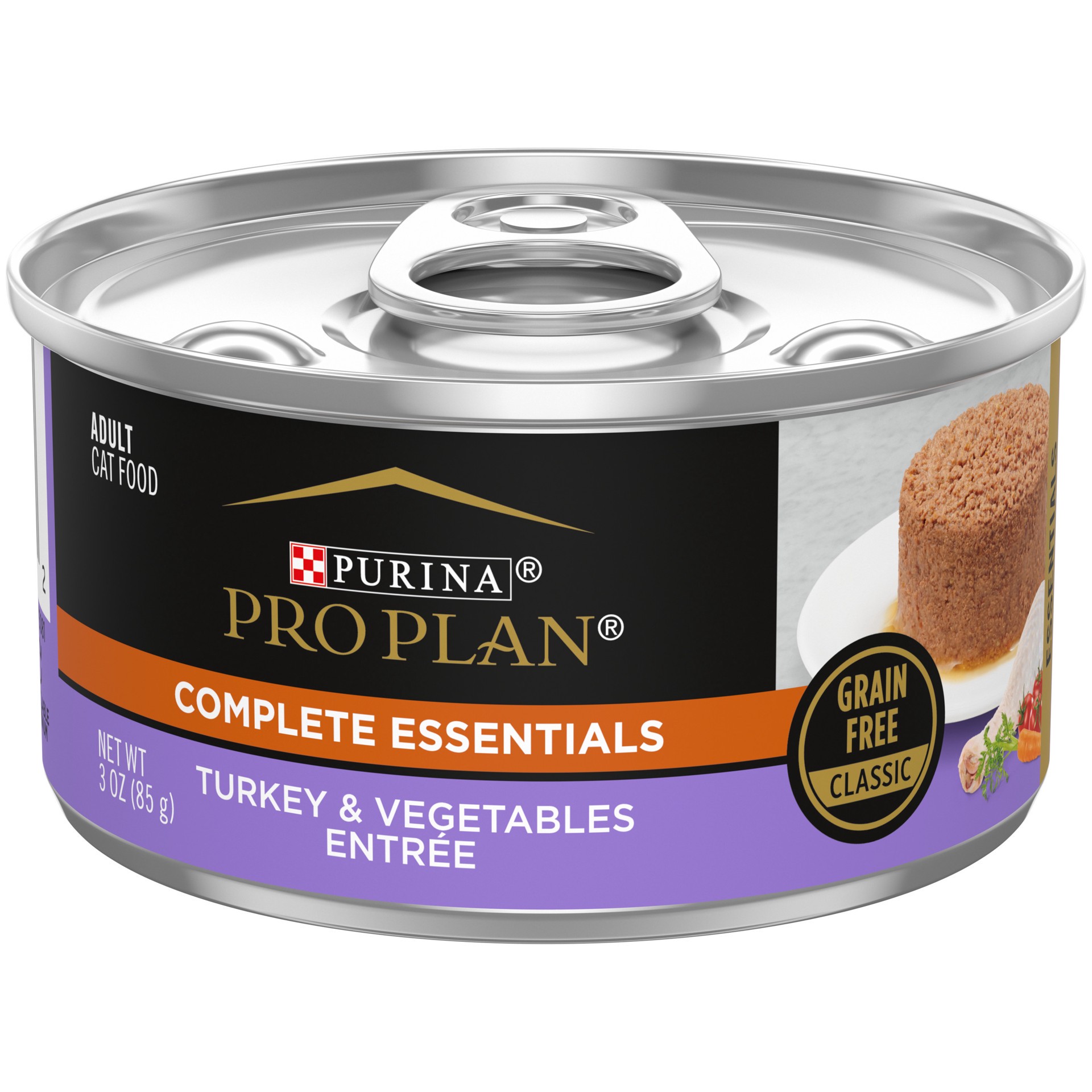 slide 1 of 8, Pro Plan Purina Pro Plan Grain Free Pate Wet Cat Food, COMPLETE ESSENTIALS Turkey & Vegetables Entree, 3 oz