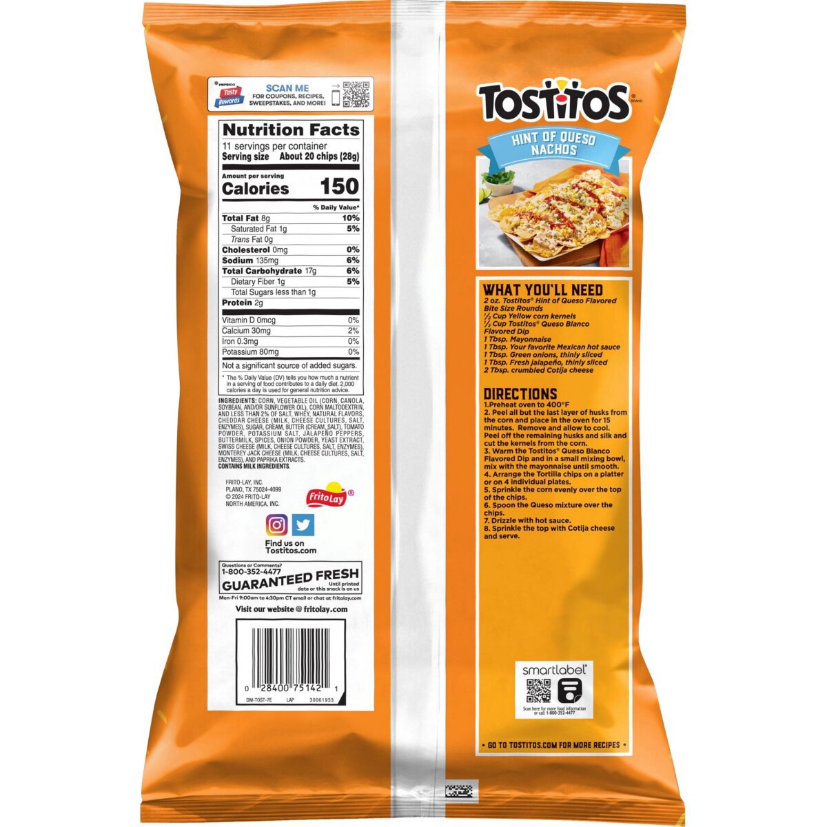 slide 13 of 13, Tostitos Tortilla Chips Hint Of Queso BSR 11 Oz, 11 oz