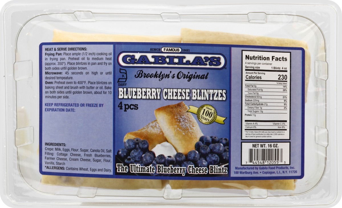 slide 1 of 4, Blubrry & Cheese Blintz, 16 oz