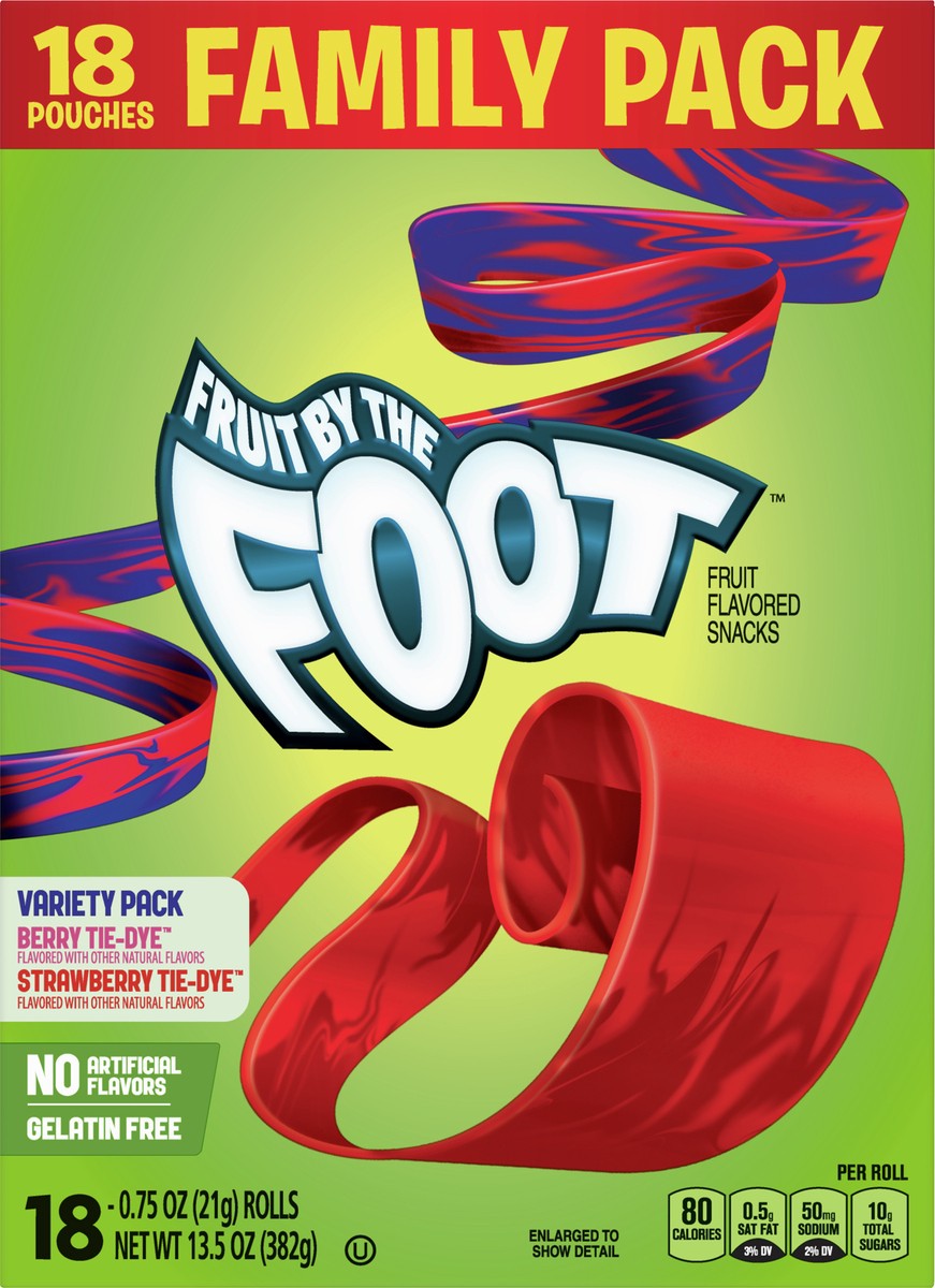 slide 8 of 9, Fruit By The Foot Fruit Flavored Snacks, Berry Tie-Dye & Strawberry Tie-Dye, Family Pack, 18 Rolls, 13.5 oz, 18 ct