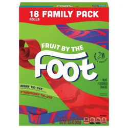 Fruit By The Foot Fruit Flavored Snacks, Berry Tie-Dye & Strawberry Tie-Dye, Family Pack, 18 Rolls, 13.5 oz