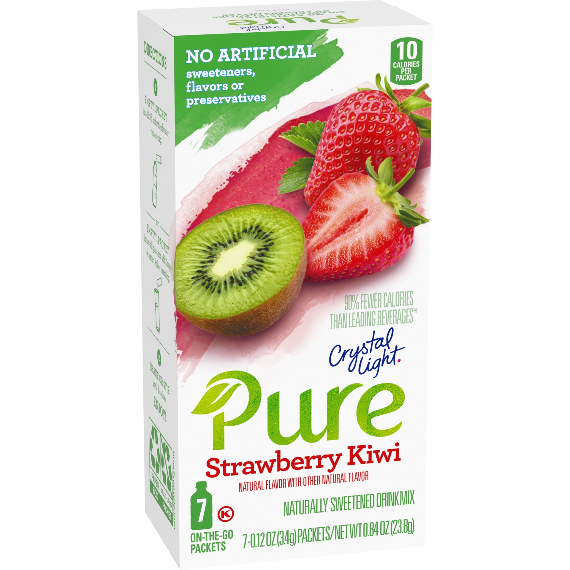 slide 2 of 6, Crystal Light Pure Strawberry Kiwi Naturally Flavored Powdered Drink Mix with No Artificial Sweeteners On-the-Go, 7 ct; 0.12 oz