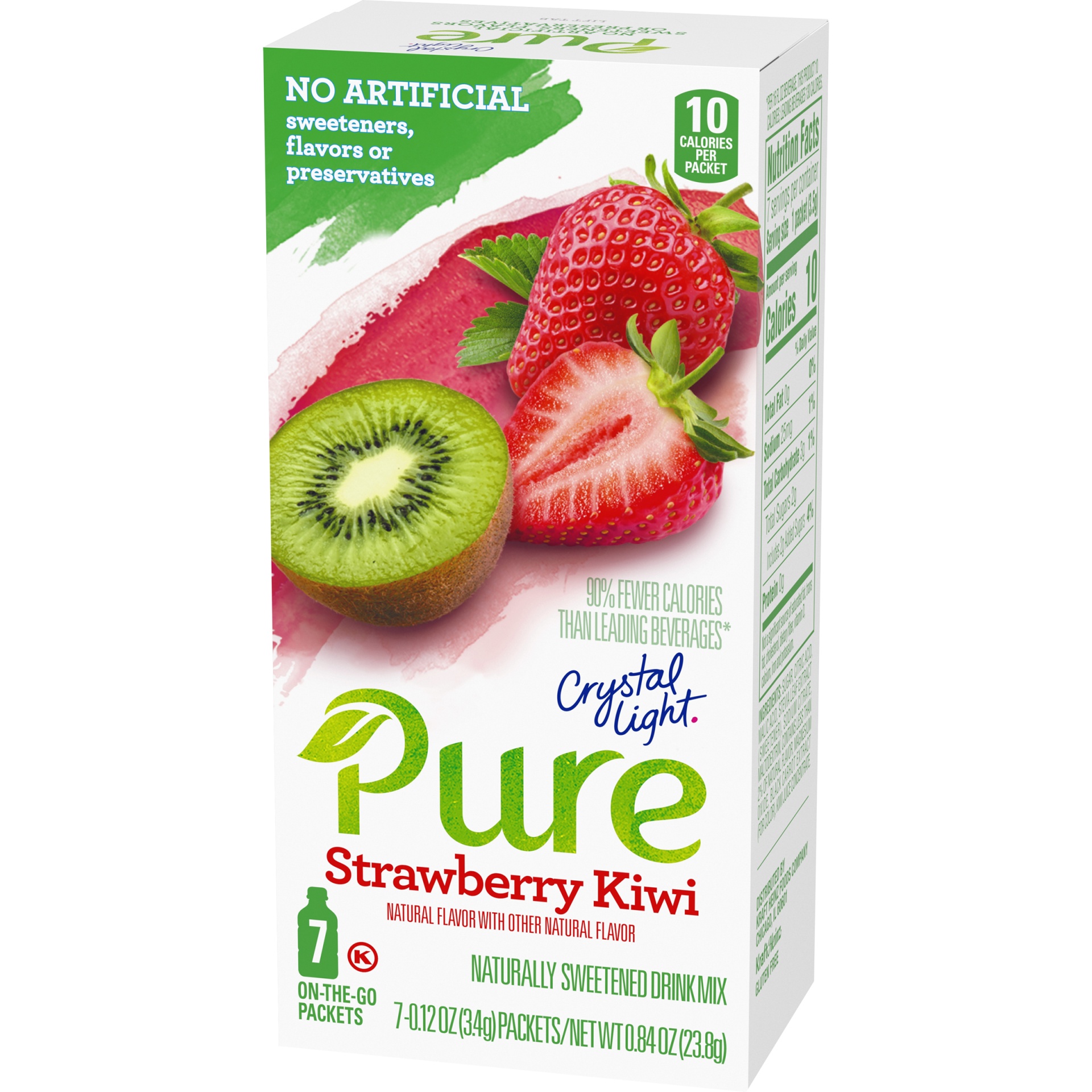 slide 3 of 6, Crystal Light Pure Strawberry Kiwi Naturally Flavored Powdered Drink Mix with No Artificial Sweeteners On-the-Go, 7 ct; 0.12 oz