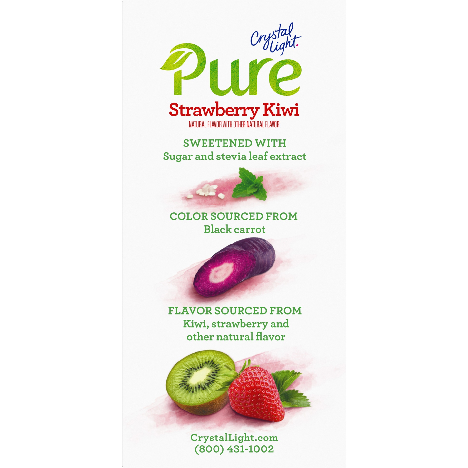 slide 4 of 6, Crystal Light Pure Strawberry Kiwi Naturally Flavored Powdered Drink Mix with No Artificial Sweeteners On-the-Go, 7 ct; 0.12 oz