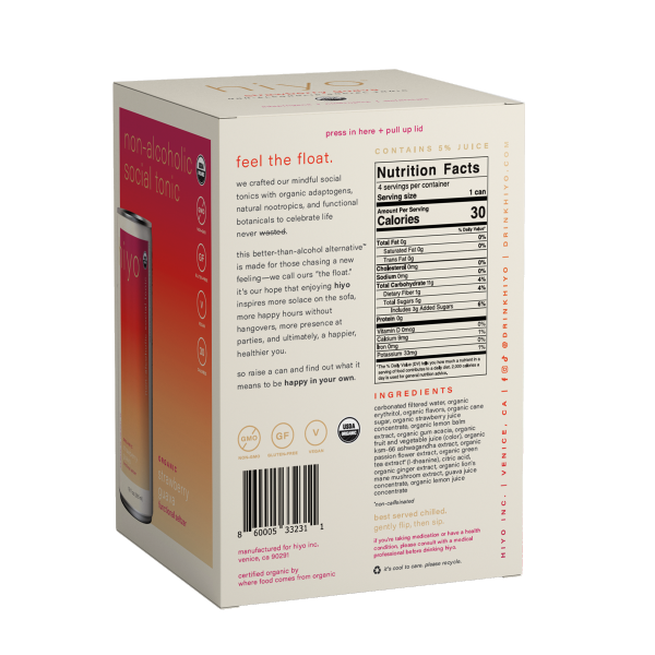 slide 4 of 5, Hiyo Strawberry Guava Organic Social Tonic 4pk, 4 ct