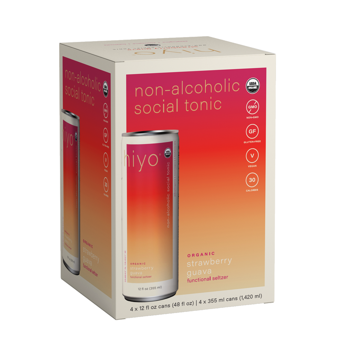 slide 1 of 5, Hiyo Strawberry Guava Organic Social Tonic 4pk, 4 ct