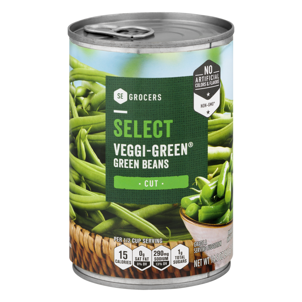 slide 1 of 1, SE Grocers Select Veggi-Green Green Beans Cut, 14.5 oz