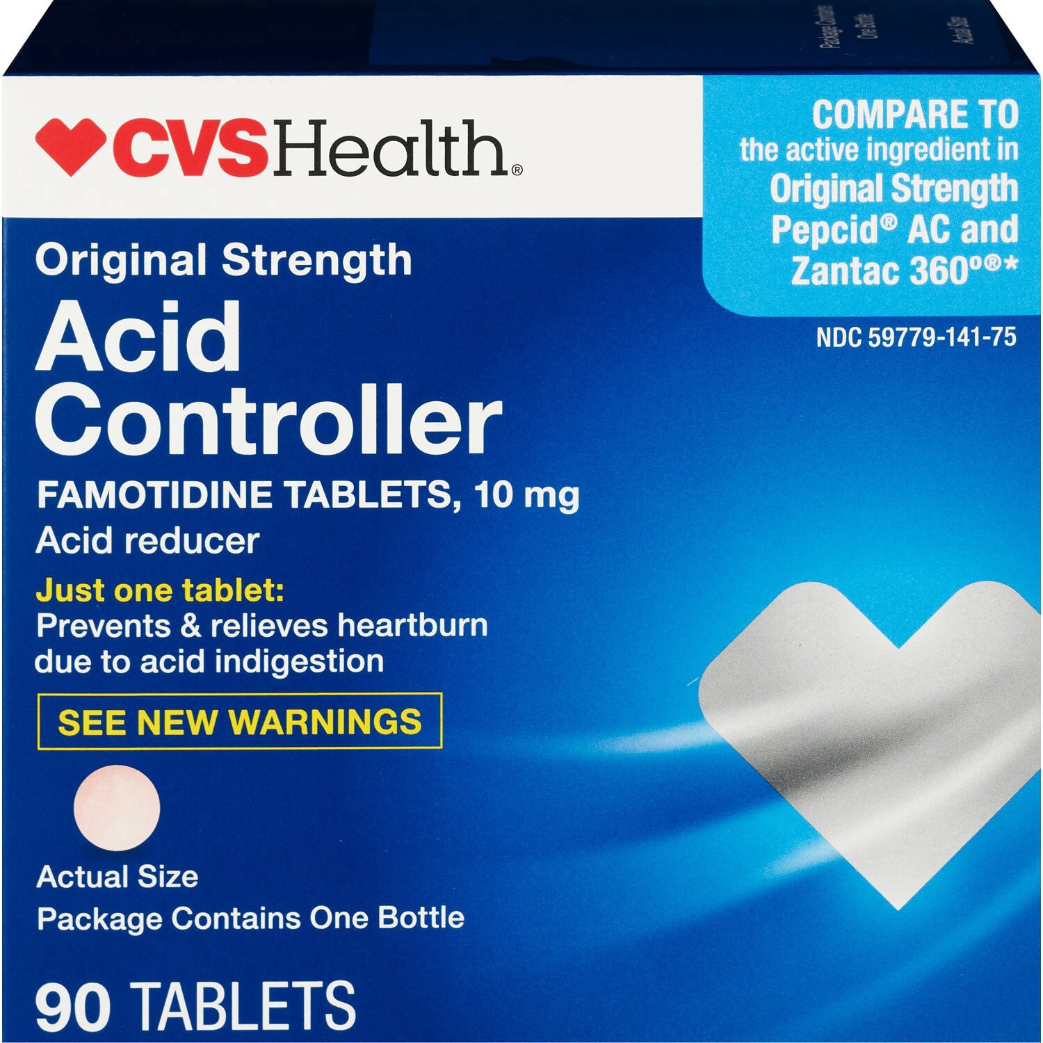 slide 1 of 1, Cvs Health Acid Controller Tablets, 90 Ct, 90 ct