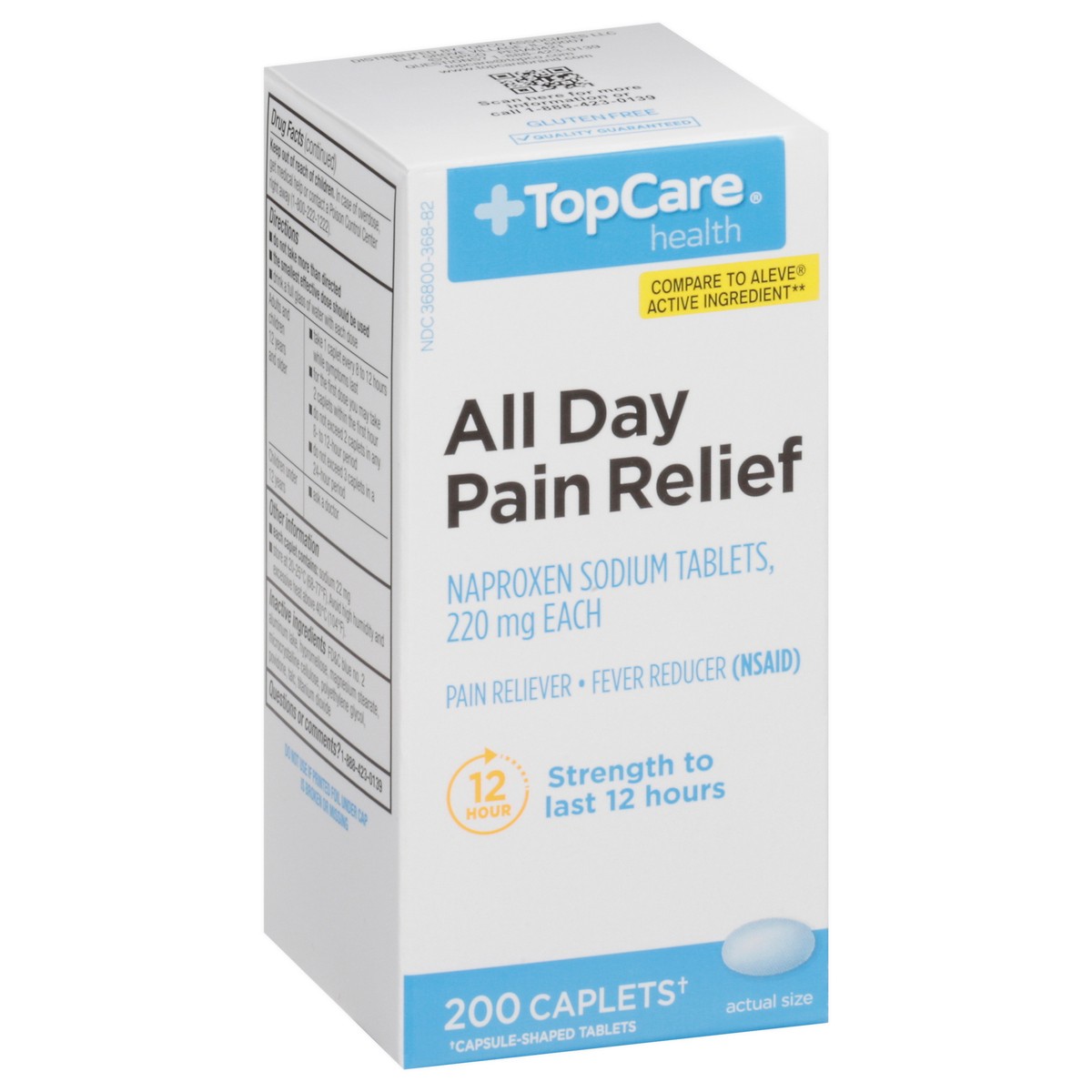 slide 8 of 9, TopCare Health Caplets 220 mg All Day Pain Relief 200 ea, 200 ct