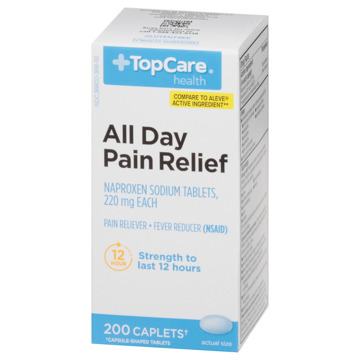 slide 3 of 9, TopCare Health Caplets 220 mg All Day Pain Relief 200 ea, 200 ct