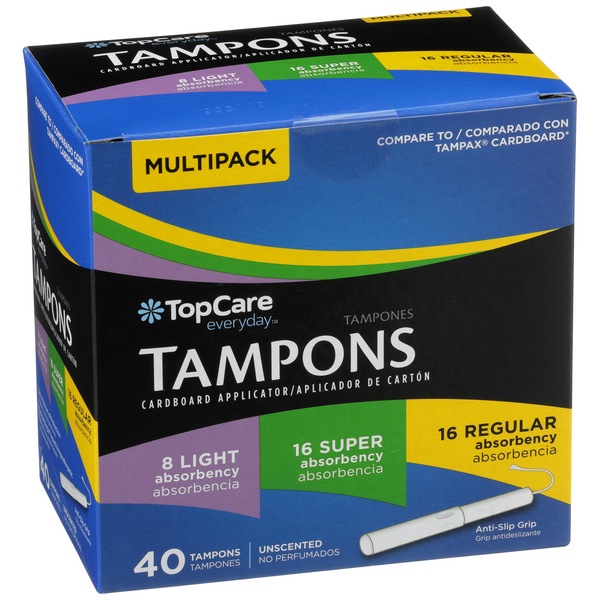 slide 1 of 9, TopCare Cardboard Applicator Multi Pack Unscented Tampon, 40 ct