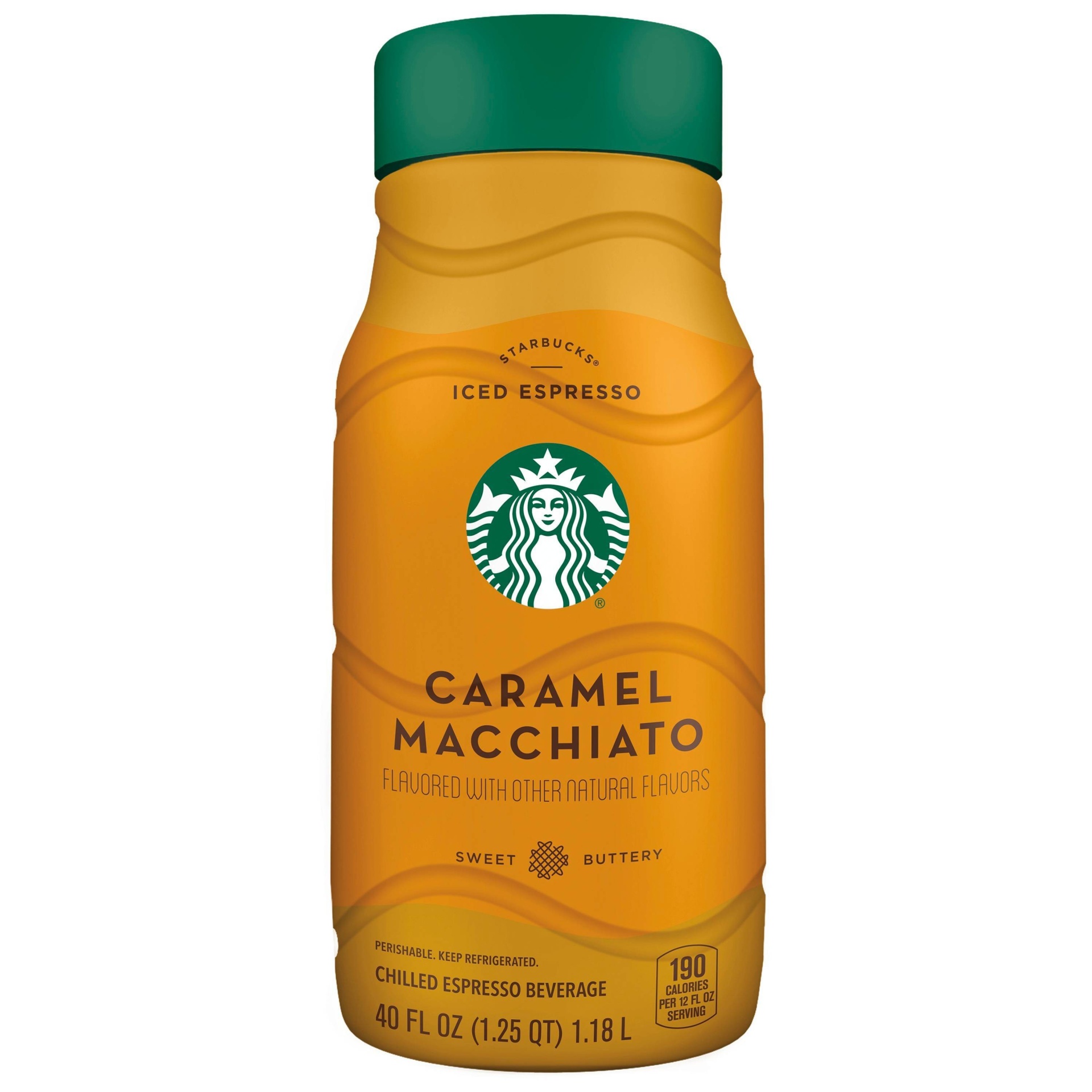 slide 1 of 1, Starbucks Iced Espresso Beverage Caramel Macchiato Flavored 40 Fl Oz Bottle, 