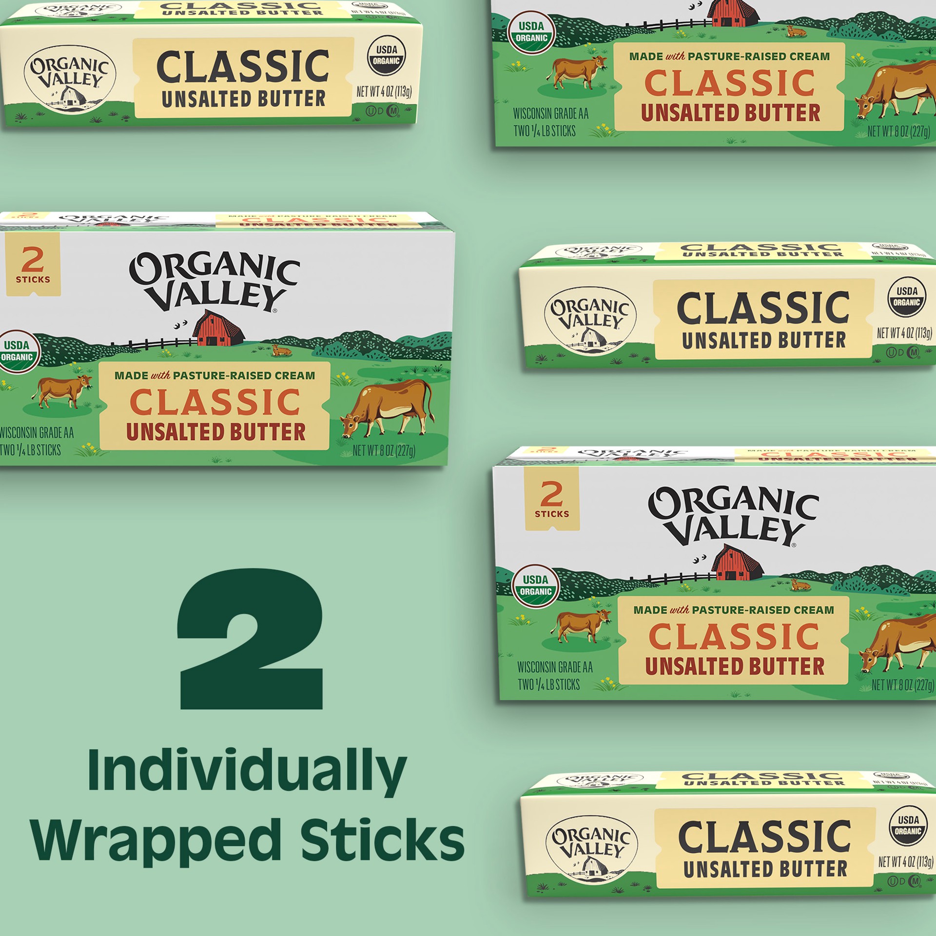 slide 10 of 10, Organic Valley Classic Unsalted Butter 2 - 0.25 lb Sticks, 