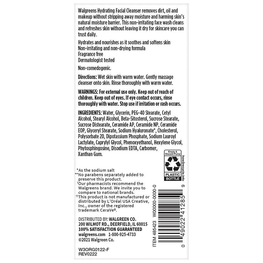 slide 2 of 5, Walgreens Hydrating Facial Cleanser, 12 oz