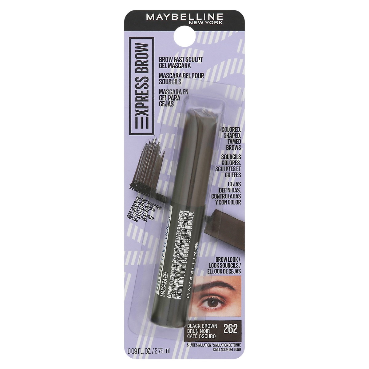 slide 1 of 9, Maybelline Xpress Brow Black Brown 262 Brow Fast Sculpt Gel Mascara 0.09 fl oz, 1 ct