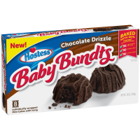 slide 4 of 22, HOSTESS Chocolate Drizzle Baby Bundts, Mini Chocolate Bundt Cakes, Individually Wrapped - 8 Count, 10 oz., 2.5 oz