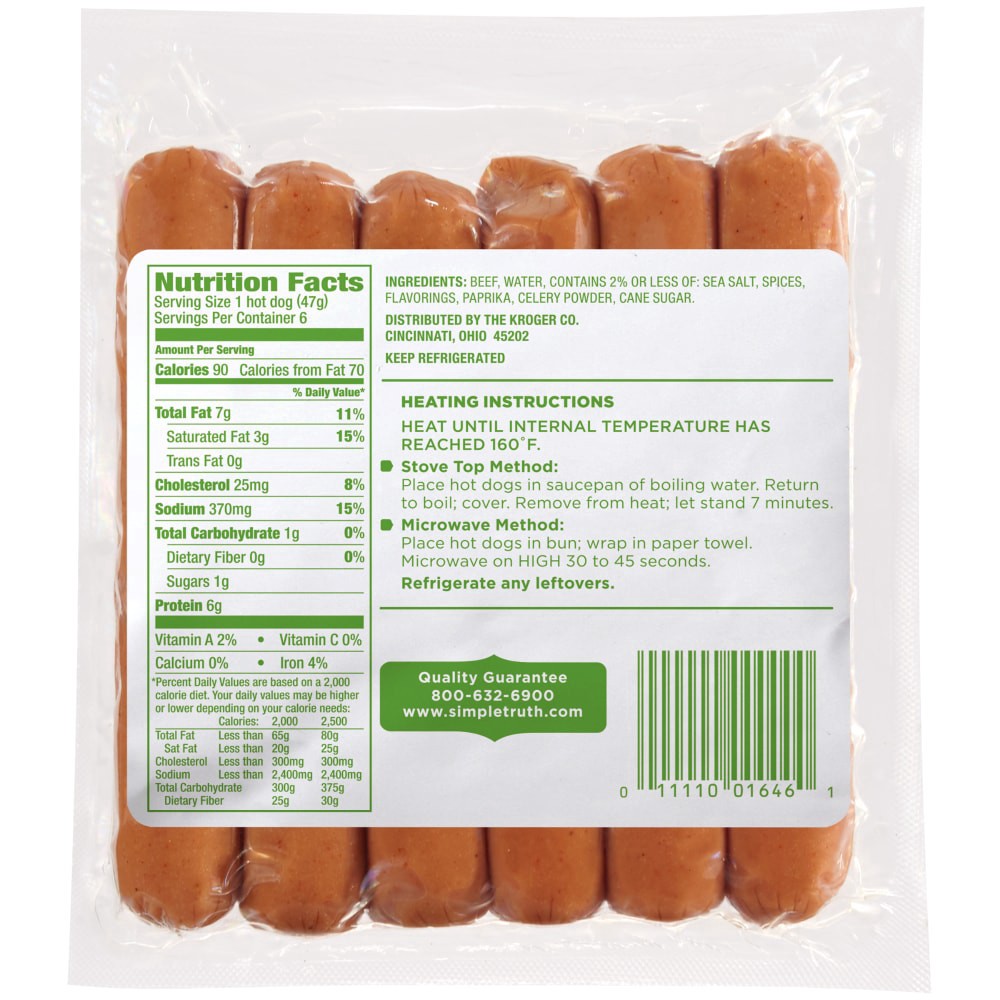slide 2 of 4, Simple Truth Uncured Beef Hot Dogs 10 oz, 10 oz