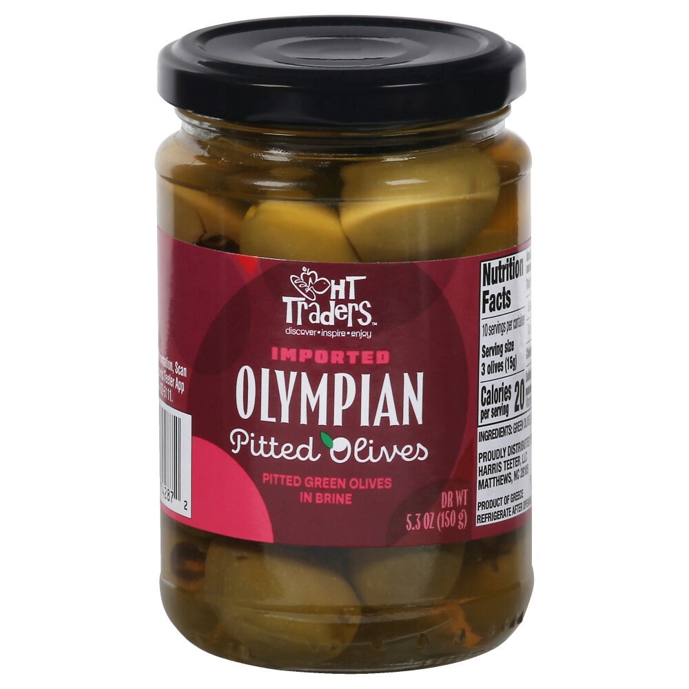 slide 1 of 2, Ht Traders Imported Olympian Pitted Green Olives, 5.3 oz