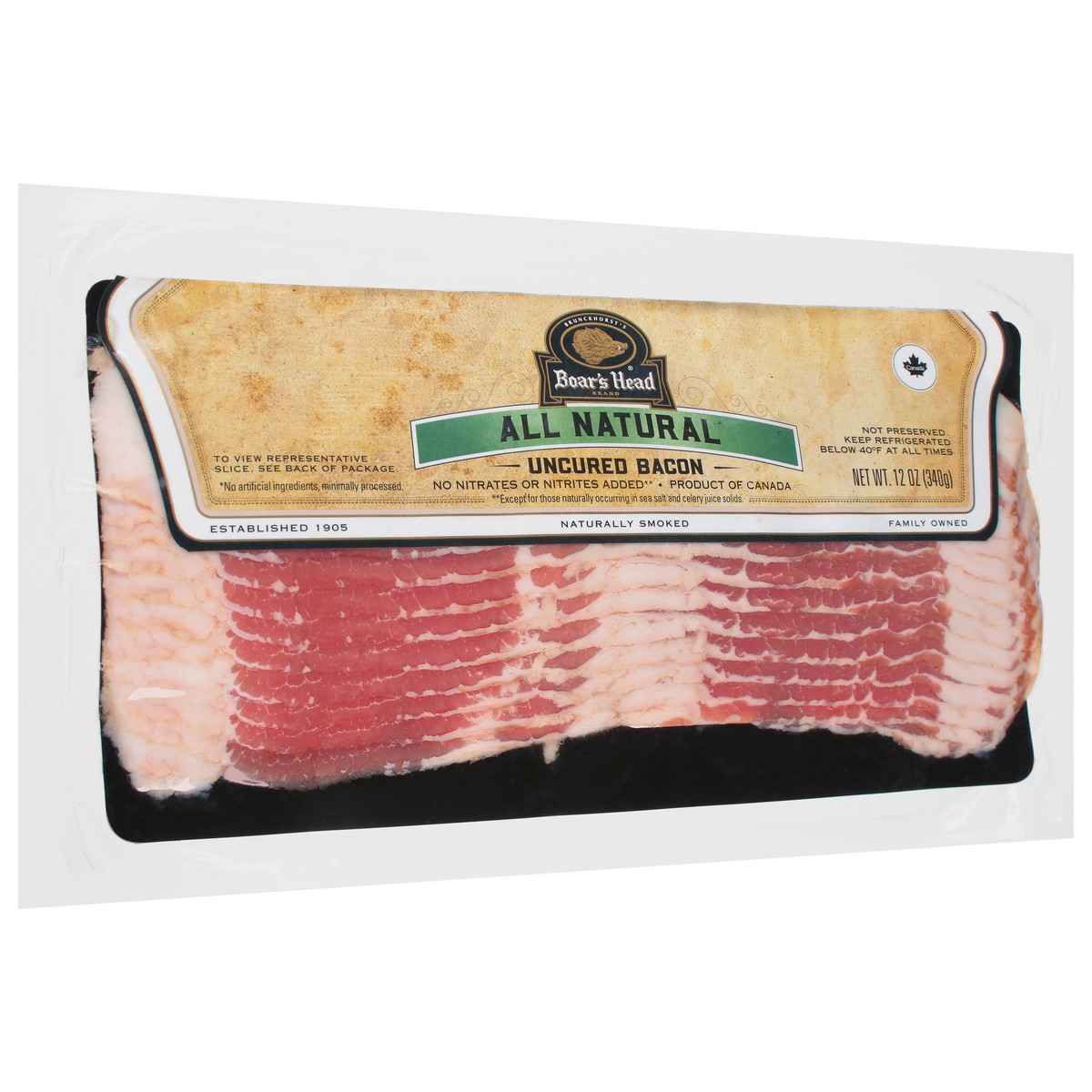 slide 7 of 9, Boar's Head All Natural Uncured Bacon, 12 oz