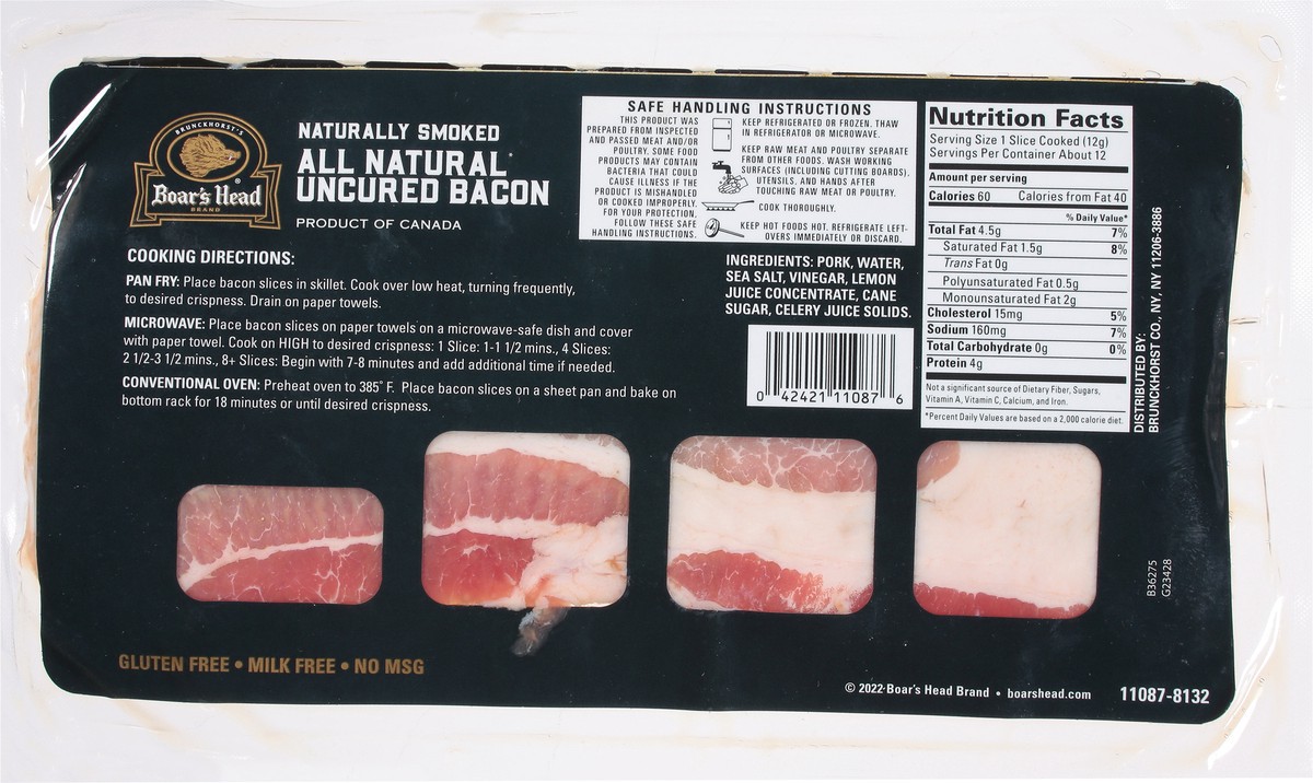 slide 4 of 9, Boar's Head All Natural Uncured Bacon, 12 oz