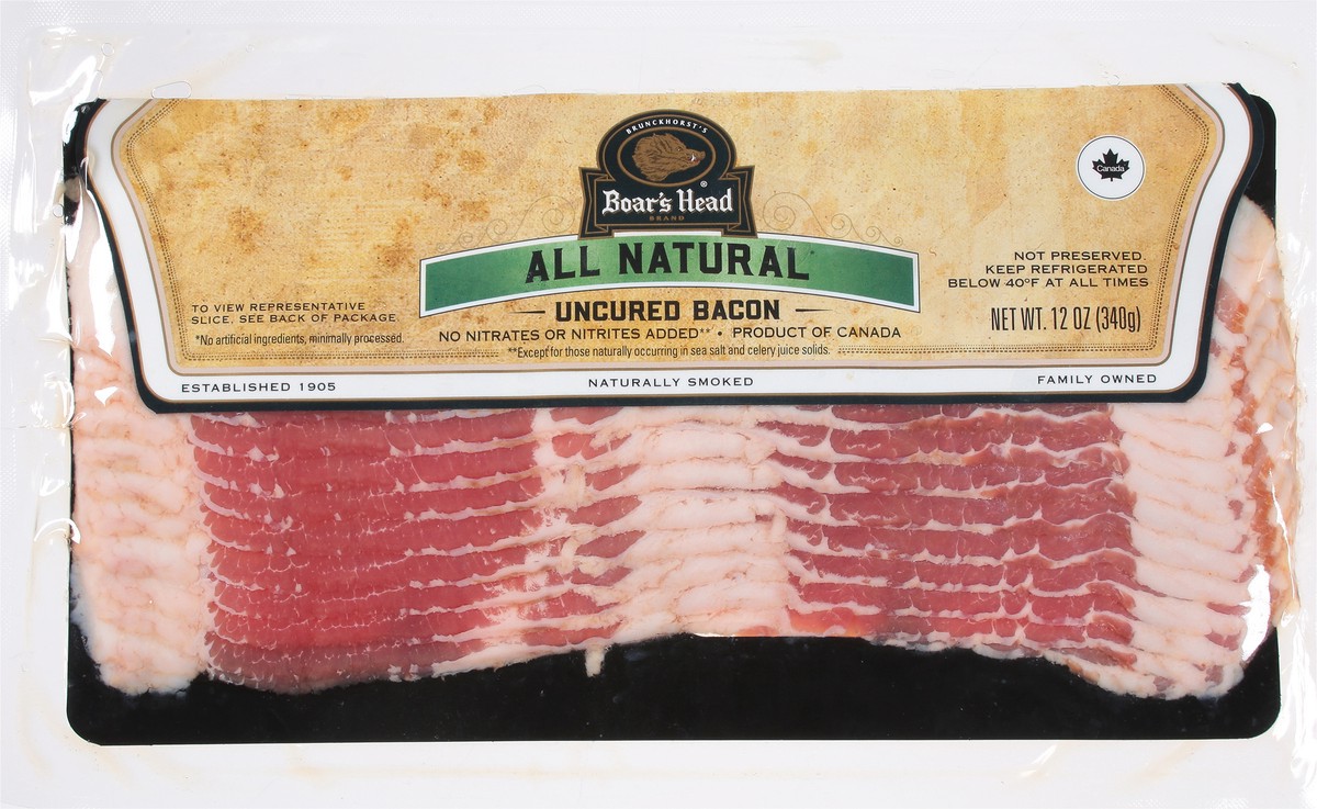 slide 2 of 9, Boar's Head All Natural Uncured Bacon, 12 oz