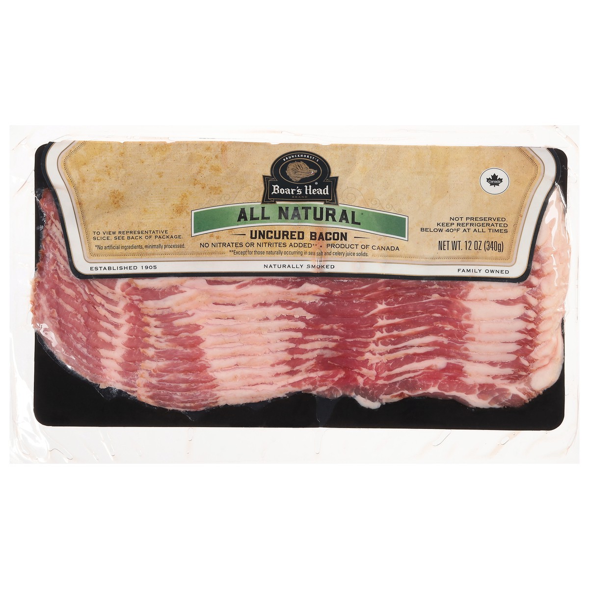 slide 1 of 9, Boar's Head All Natural Uncured Bacon, 12 oz