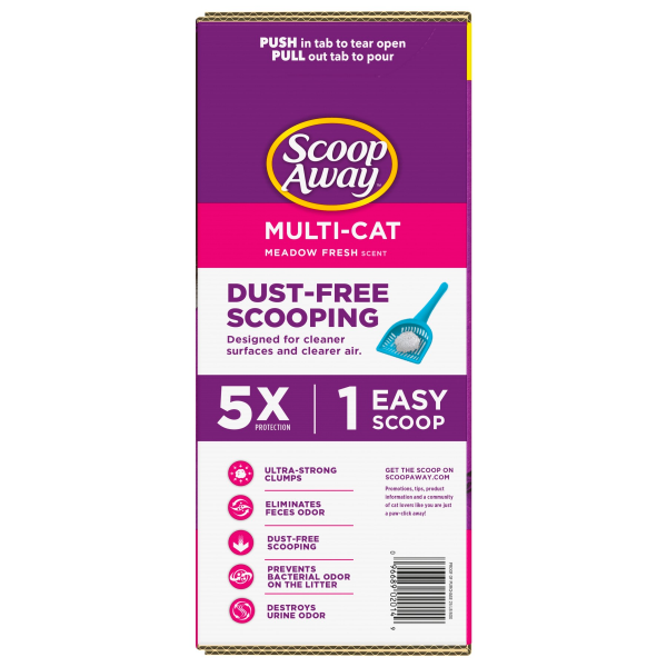 slide 5 of 22, Scoop Away Multi-Cat Clumping Meadow Fresh Scent Cat Litter, 25 lb