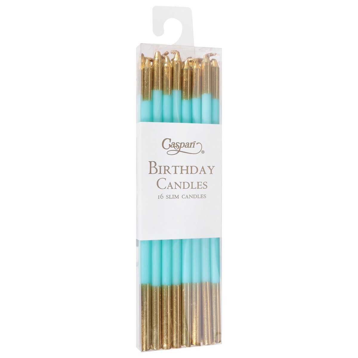 slide 11 of 11, Caspari Slims Robins Egg/Gold Birthday Candles 16 ea, 16 ct