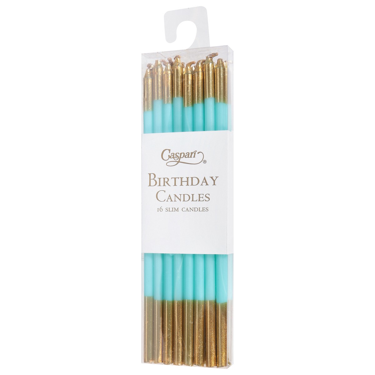 slide 7 of 11, Caspari Slims Robins Egg/Gold Birthday Candles 16 ea, 16 ct