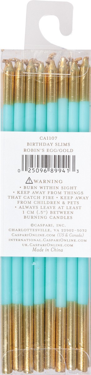 slide 8 of 11, Caspari Slims Robins Egg/Gold Birthday Candles 16 ea, 16 ct
