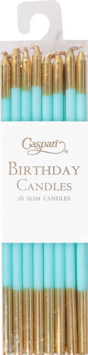 slide 9 of 11, Caspari Slims Robins Egg/Gold Birthday Candles 16 ea, 16 ct