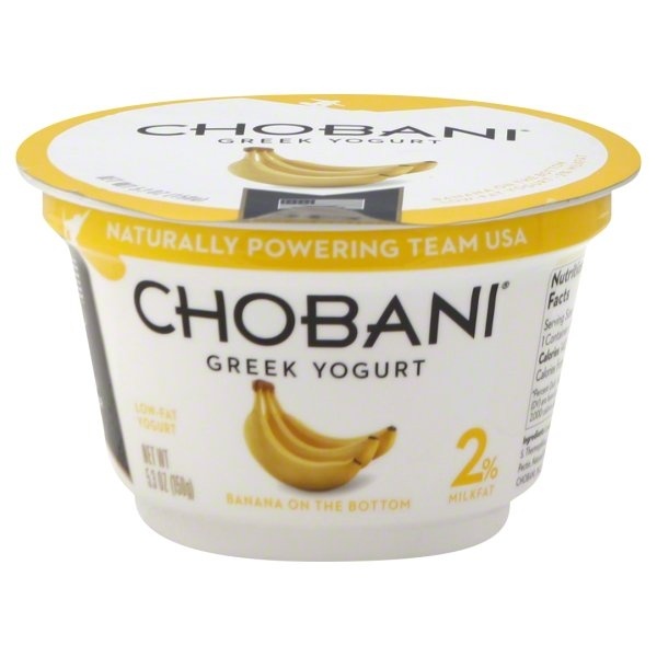 slide 1 of 1, Chobani Yogurt, Greek, Low-Fat, Banana on the Bottom, 5.3 oz