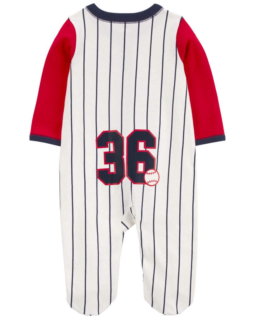 slide 3 of 3, Carters Baby Baseball Snap-Up Cotton Sleep & Play Navy/White/Red NB, 1 ct