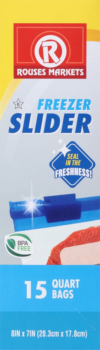 slide 5 of 9, Rouses Markets Quart Slider Freezer Bags 15 ea, 15 ct