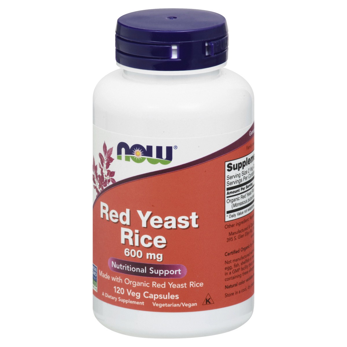 slide 8 of 9, NOW Red Yeast Rice 600 mg - 120 Veg Capsules, 120 ct