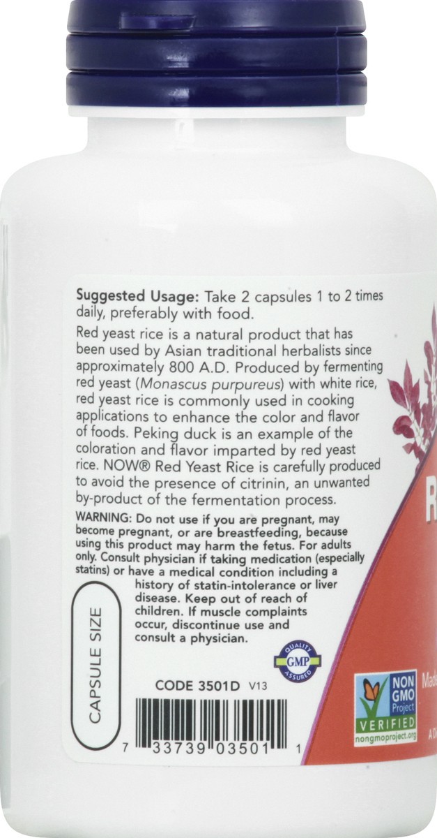 slide 2 of 9, NOW Red Yeast Rice 600 mg - 120 Veg Capsules, 120 ct