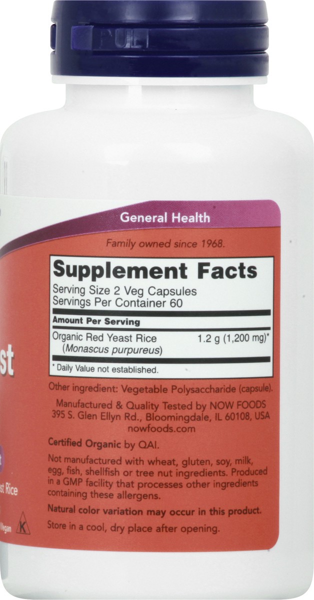 slide 4 of 9, NOW Red Yeast Rice 600 mg - 120 Veg Capsules, 120 ct