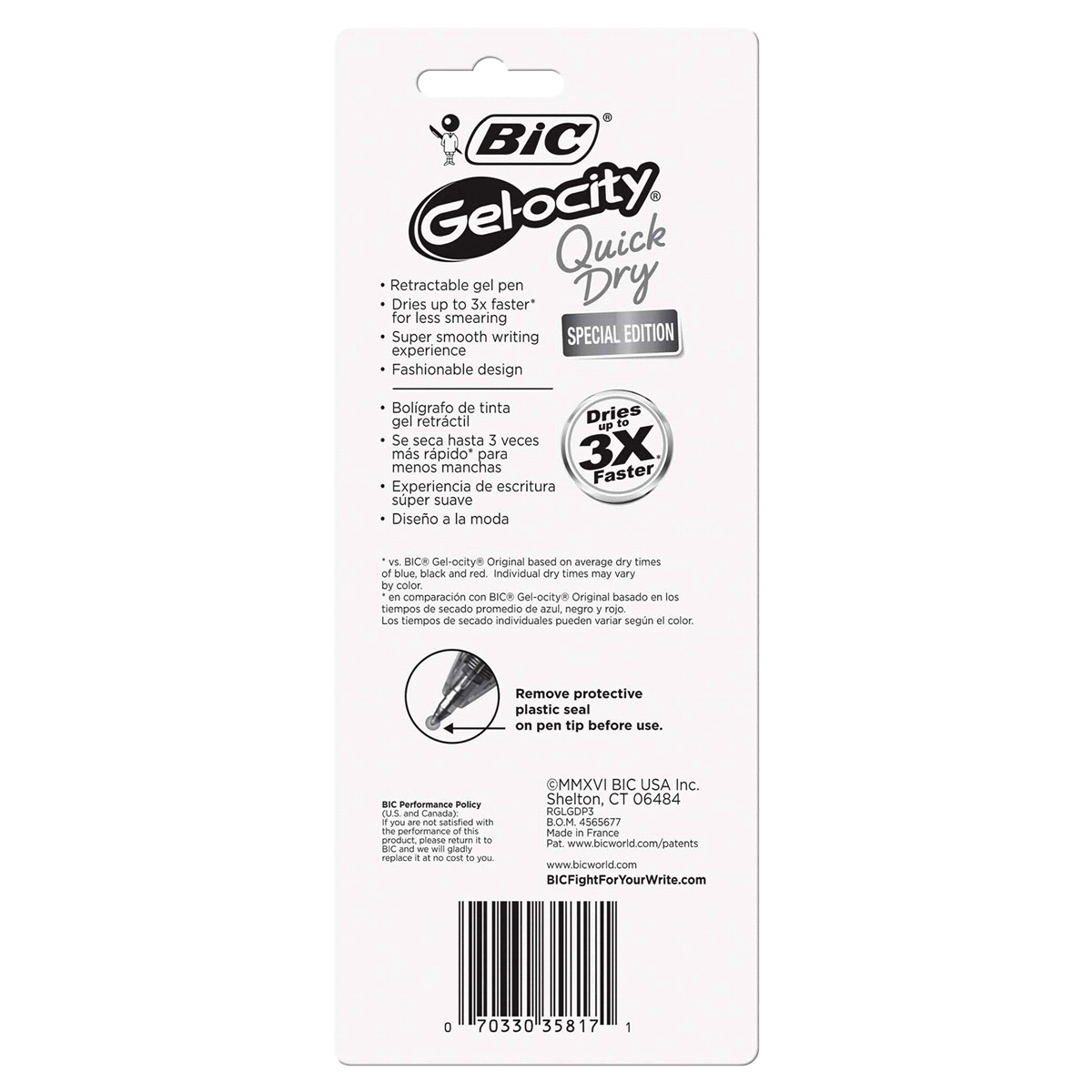 slide 2 of 2, BIC Gel-ocity Quick Dry Special Edition Fashion Gel Pen, Black, 3 ct