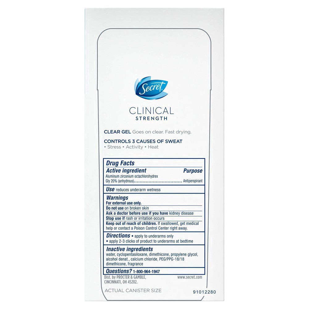 slide 54 of 110, Secret Clinical Strength Clear Gel Antiperspirant and Deodorant for Women, Completely Clean, 2.6 oz, 2.6 oz