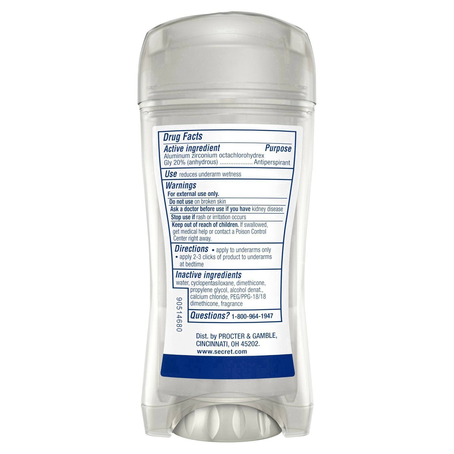 slide 41 of 110, Secret Clinical Strength Clear Gel Antiperspirant and Deodorant for Women, Completely Clean, 2.6 oz, 2.6 oz