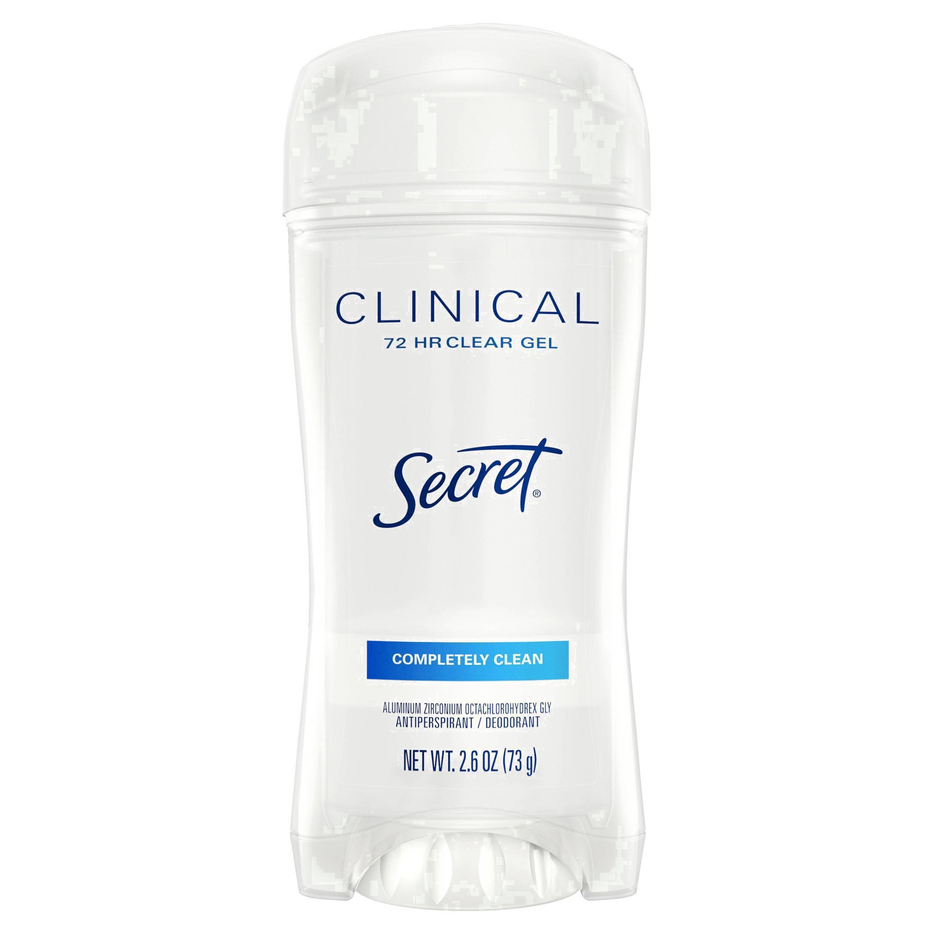 slide 47 of 110, Secret Clinical Strength Clear Gel Antiperspirant and Deodorant for Women, Completely Clean, 2.6 oz, 2.6 oz