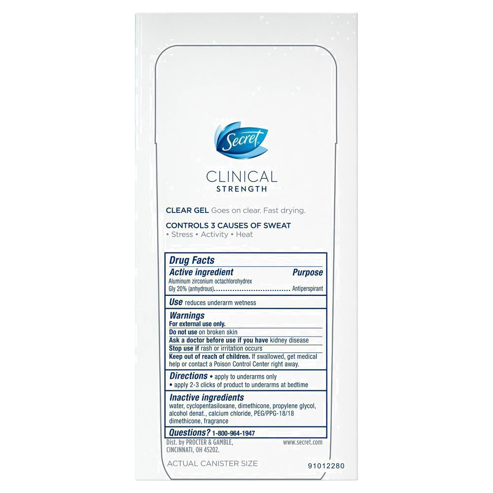 slide 15 of 110, Secret Clinical Strength Clear Gel Antiperspirant and Deodorant for Women, Completely Clean, 2.6 oz, 2.6 oz