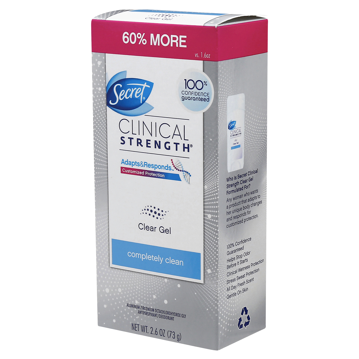 slide 78 of 110, Secret Clinical Strength Clear Gel Antiperspirant and Deodorant for Women, Completely Clean, 2.6 oz, 2.6 oz