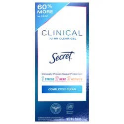 Secret Clinical Strength Clear Gel Antiperspirant and Deodorant for Women, Completely Clean, 2.6 oz