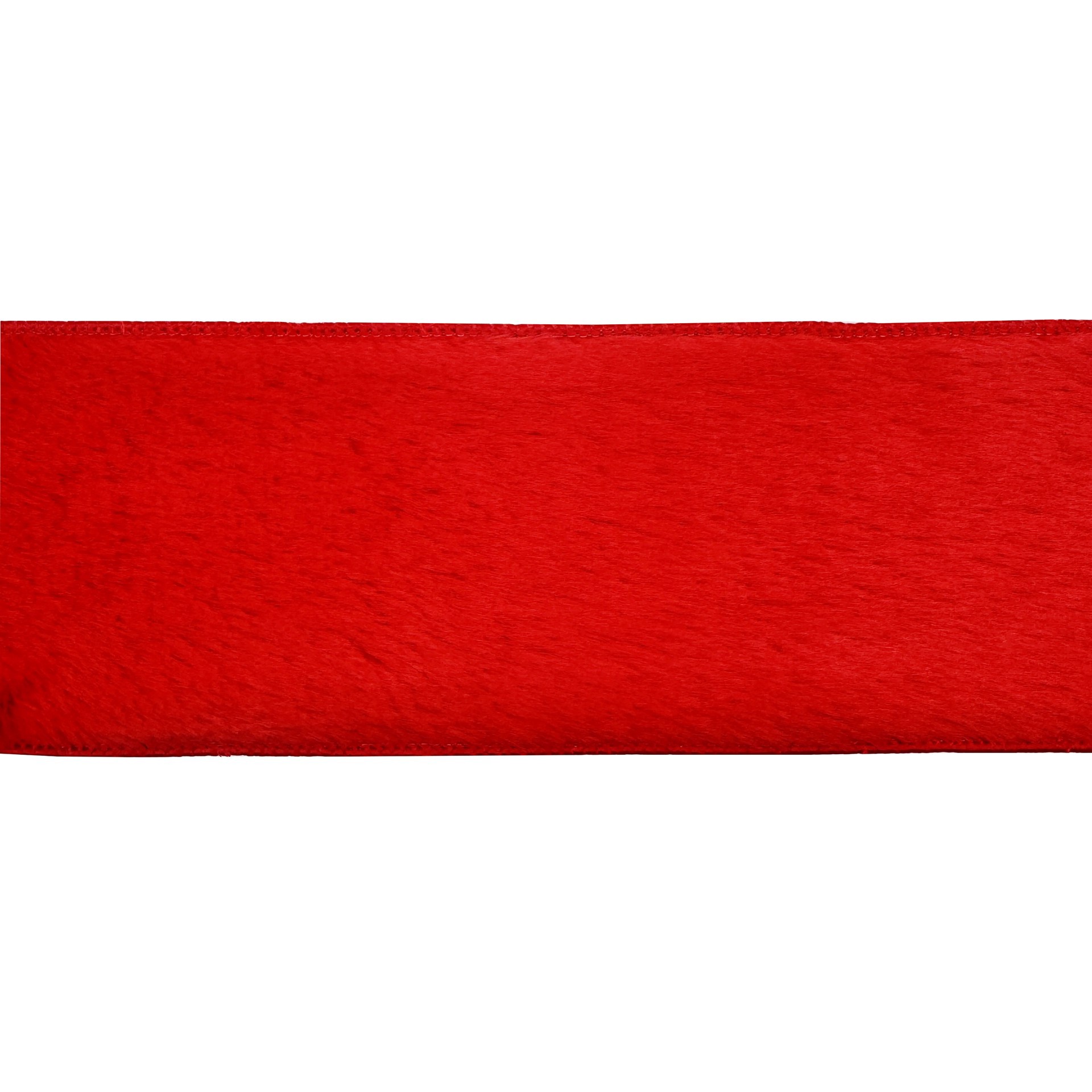 slide 2 of 3, 3.5" X 15ft. Red Wired Faux Fur Ribbon By Celebrate It, 3.5 in x 15 ft