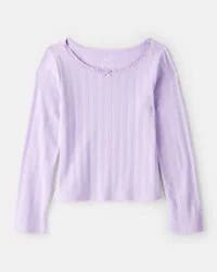 Carter's Carters Girls Pointelle Long-Sleeve Top - Purple Lavender 4