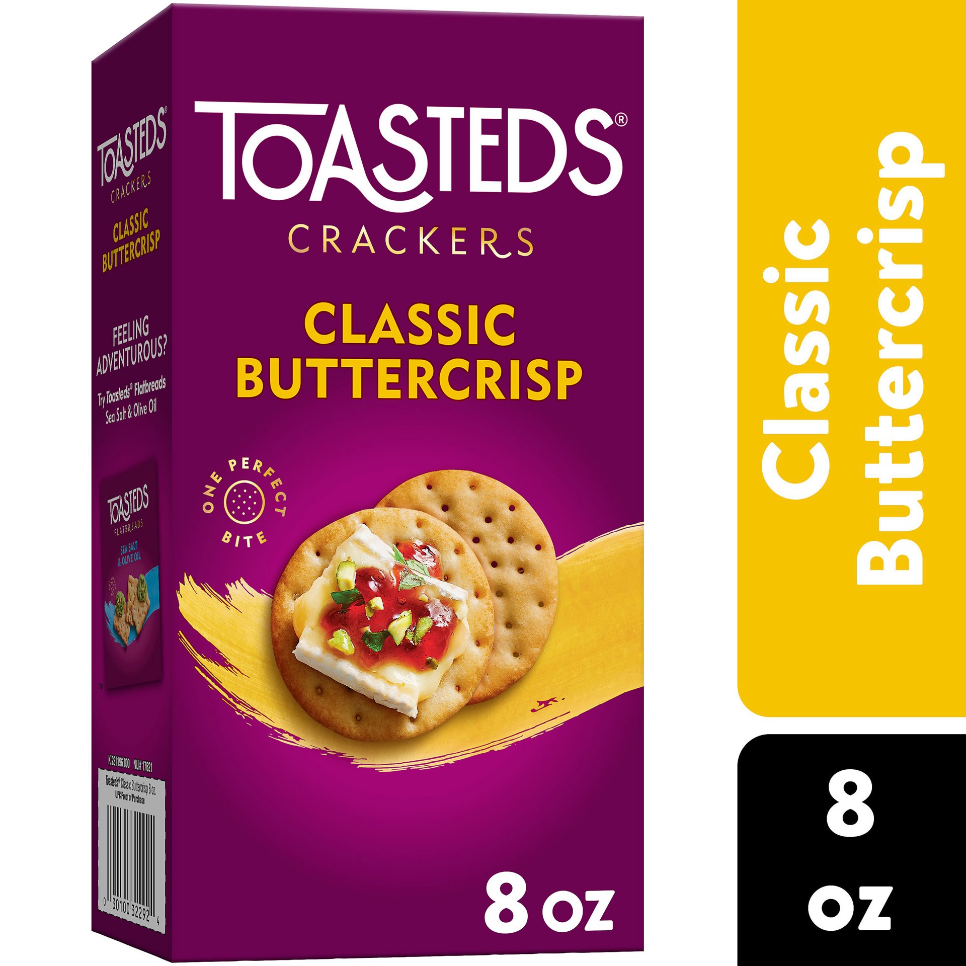 slide 1 of 5, Toasteds Crackers, Party Snacks, Lunch Snacks, Classic Buttercrisp, 8oz Box, 1 Box, 8 oz