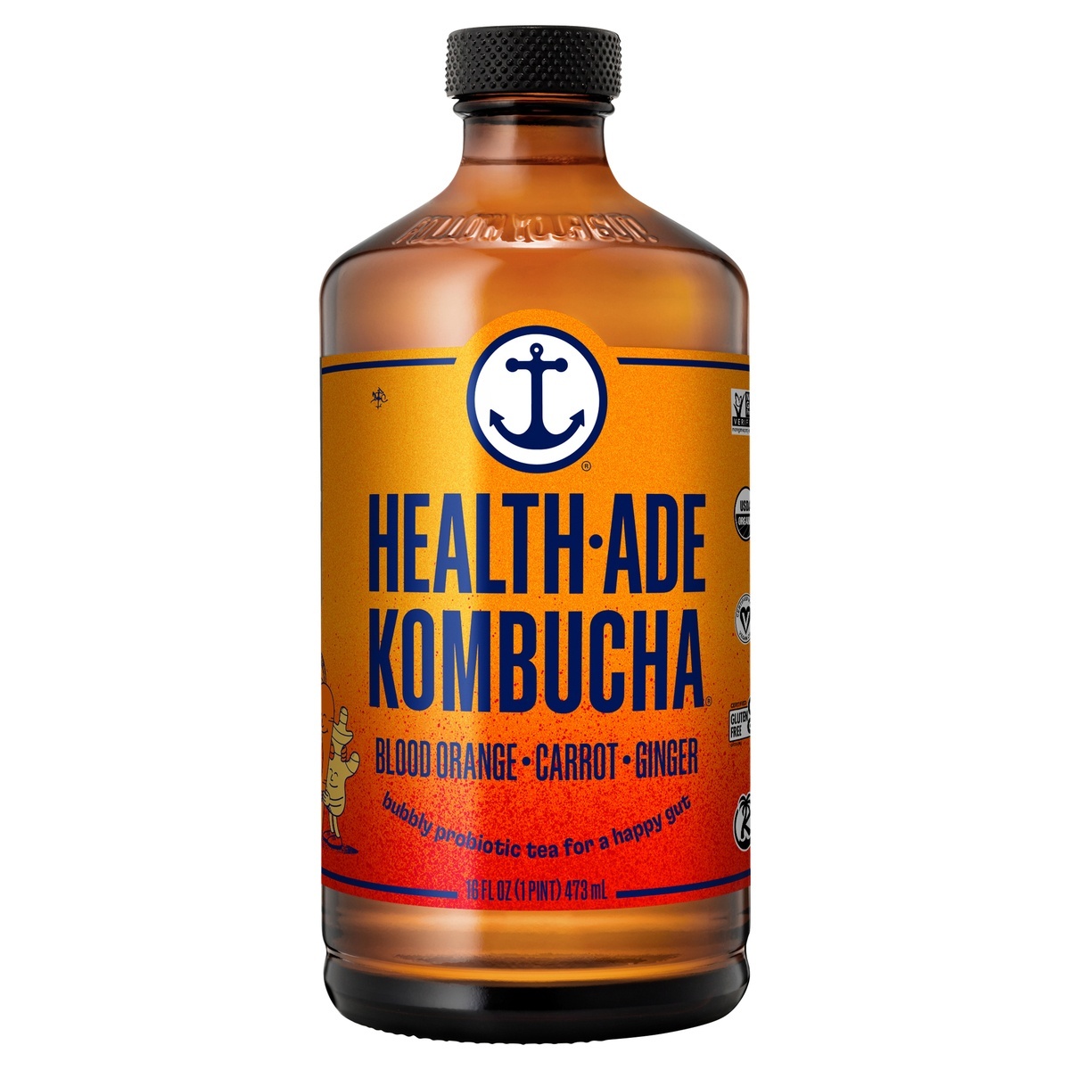 Health Aide Kombucha, Blood OrangeCarrotGinger 16 oz Shipt